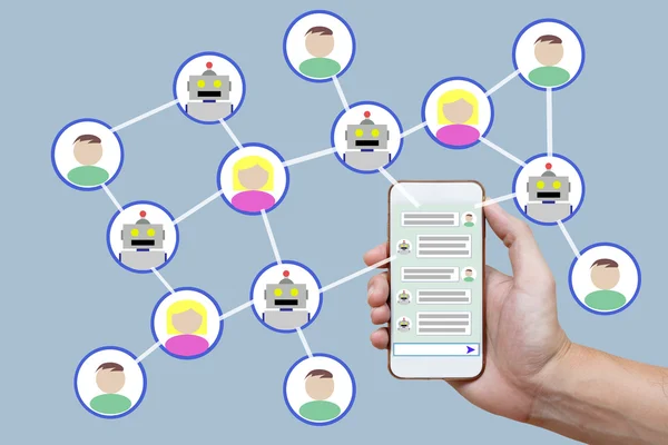 Chatbot koncept med instant messenger vises på smartphone - Stock-foto
