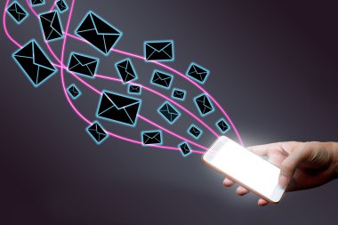 Kadın el cep telefonu mesajı Icons ile tutarak