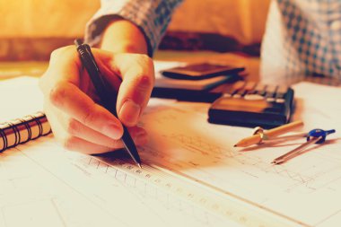 Çizim proje planı ve çalışma tasarım mimar.