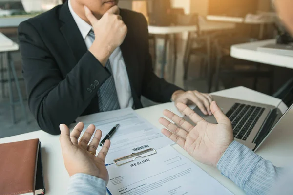 Interviewer Submitting Resume Document Manager — Stock Photo, Image