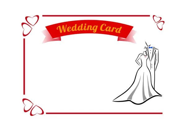 Biglietto da sposa con gli sposi — Vettoriale Stock
