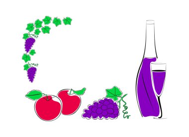 Meyve ve bir şişe şarap bir bardak ile