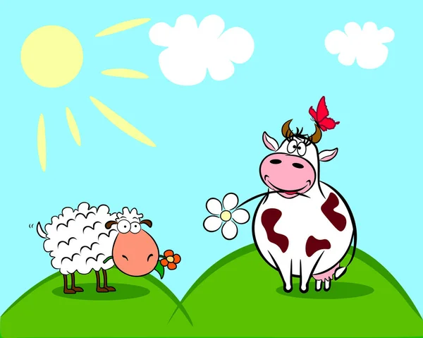 Krowy i owce — Wektor stockowy