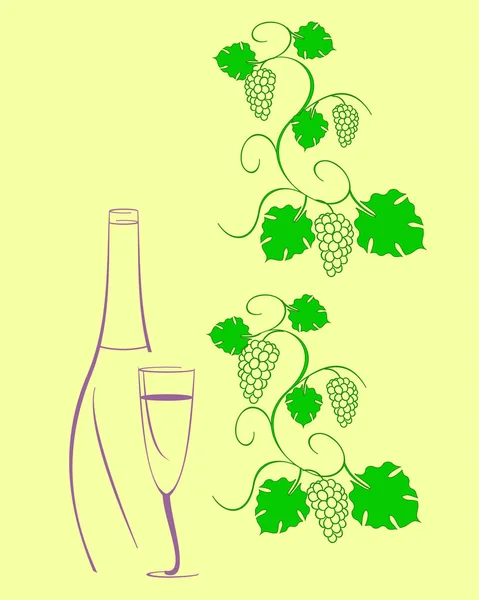 Bir şişe şarap ve üzüm.
