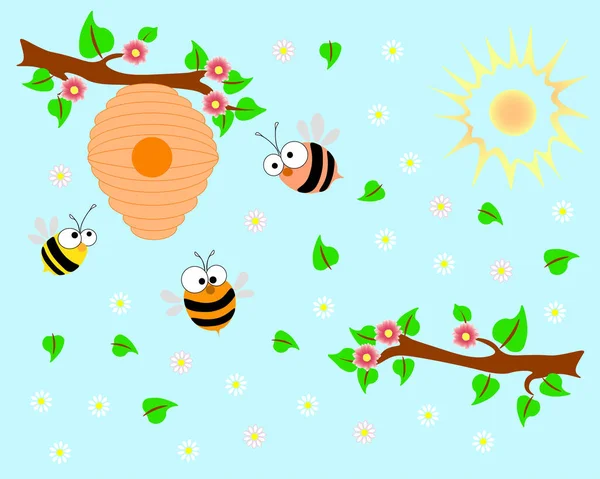 Spring bees — Stock Vector