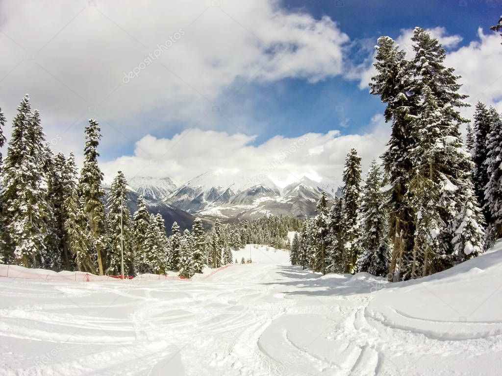 Beautiful scenery on the ski slopes