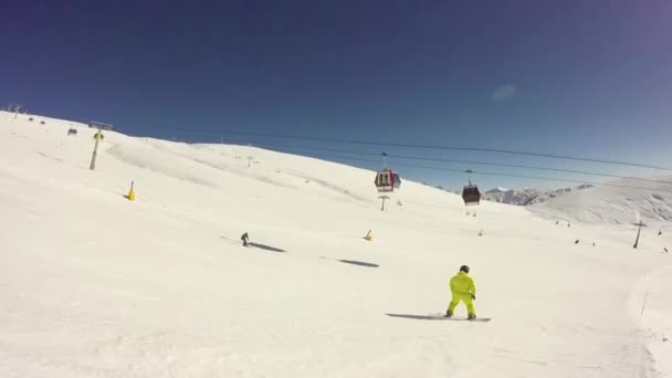 Cabine Elevador Move Para Estância Esqui — Vídeo de Stock