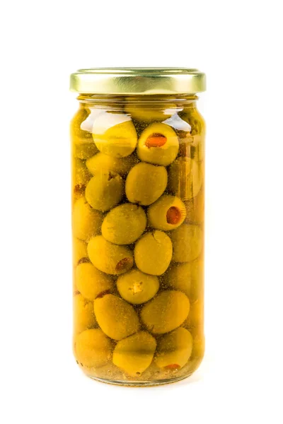 Olive verdi farcite con pimiento — Foto Stock