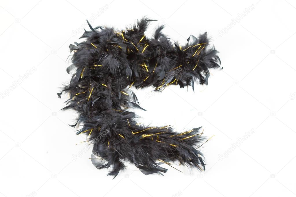 Black feather boa with gold tinsel