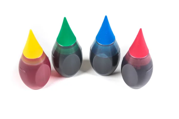 4 bottles of food coloring — Stock Photo, Image