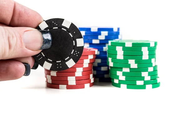 Pilhas de fichas de poker — Fotografia de Stock