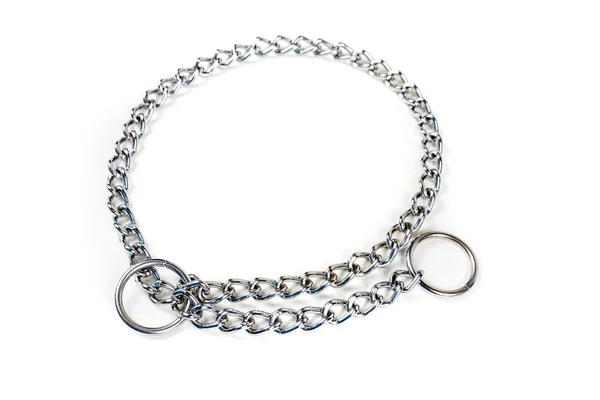 Silver metal choke chain for dog — Stock Photo, Image