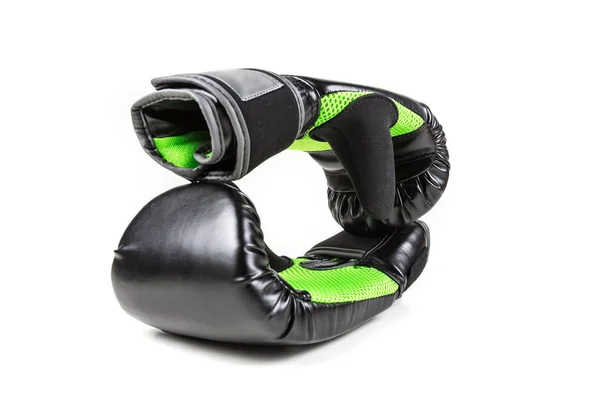 Grüne und schwarze Boxhandschuhe — Stockfoto