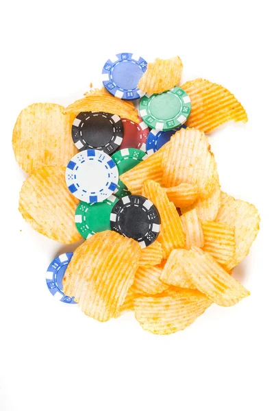 Cheddar sour cream and poker  chips — Stock Photo, Image