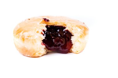 Buzlu bir jöleli çörek bir ısırık ile dolu