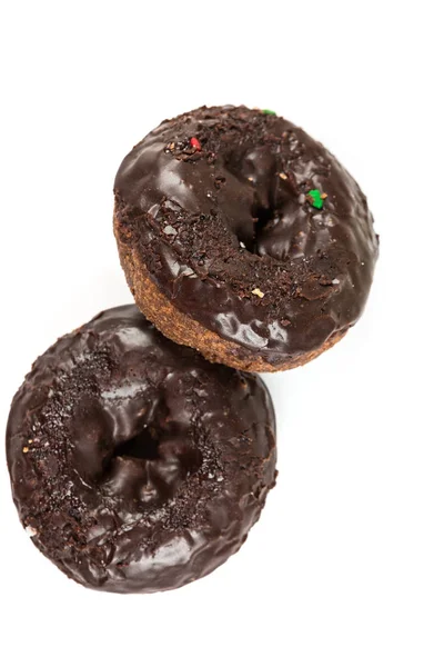 Chocolate frosted cake donuts — Stock Photo, Image