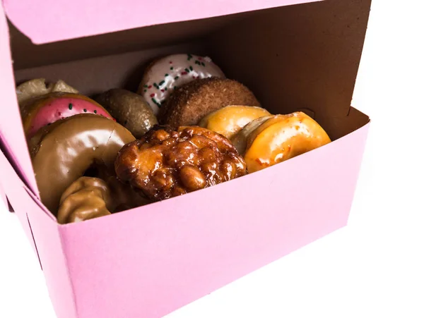 An assorted dozen donuts in a box — Stock Photo, Image
