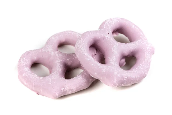 Raspberry yogurt covered pretzels — Stock Photo, Image