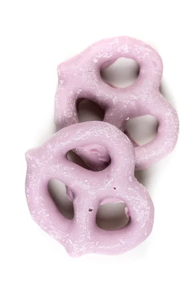 Raspberry yogurt covered pretzels — Stock Photo, Image