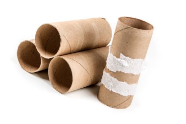 Birkaç boş tuvalet kağıt rulolar