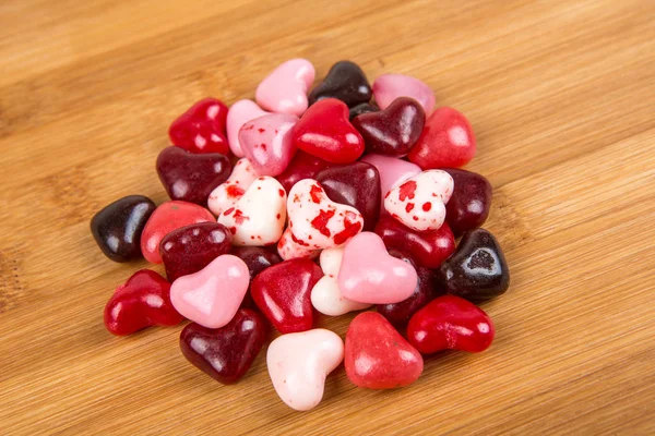 Valentine colored heard shaped jelly beans — Stock Photo, Image