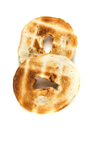 Plain white toasted bagels — Stock Photo, Image