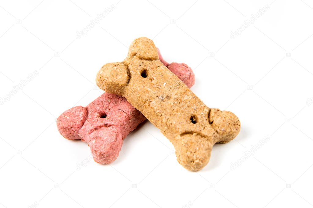 Stack of multicolored dog biscuits 