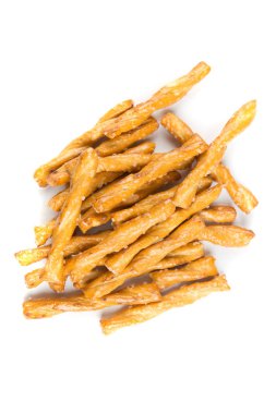 Beyaz bir arka plan üzerinde izole simit katlanmış kazık