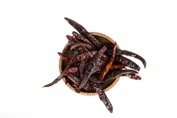 Handul Van Pittige Gedroogde Rode Chili Pepers Chili Arbol — Stockfoto