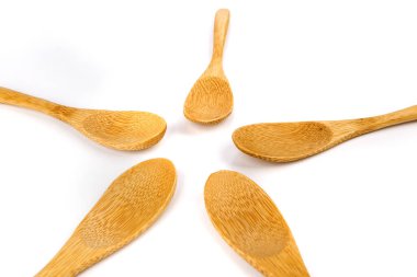 Yıldız şeklinde beş sığ bambu kaşığı