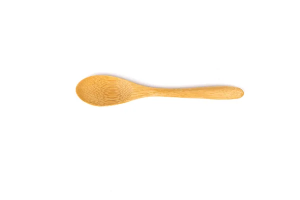 Single Wooden Bamboo Shallow Spoon Measuring Eating — Stock Photo, Image