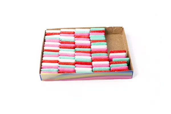 Pink Green White Red Flavored Chewing Gum Pieces — Stock Photo, Image