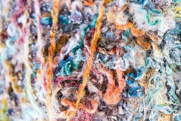 Thick Multicolored Carpet Fibers Worn Shreds — Stock Photo, Image