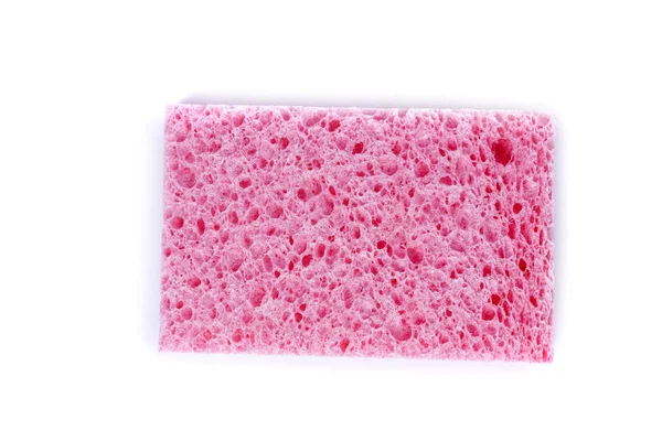 Rektangulär Rosa Cellulosa Tvättsvamp Med Grova Och Mjuka Sidor — Stockfoto
