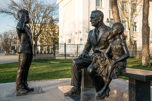 Ww II Monumen usta ve onun soyundan gelenler Krasnosar City, Rusya Federasyonu