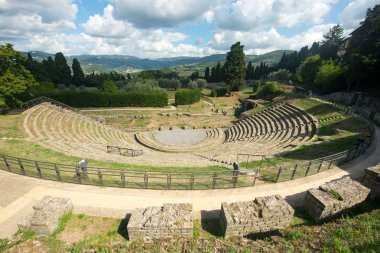Ancient Roman amphiteatre in center of Fiesole, small town next to Florence clipart