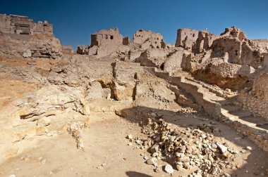 Antik oracle ve Tanrı Amon oasis yanındaki Siva, Mısır tasvir Tapınağı kalıntıları