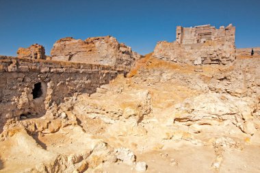 Antik oracle ve Tanrı Amon oasis yanındaki Siva, Mısır tasvir Tapınağı kalıntıları