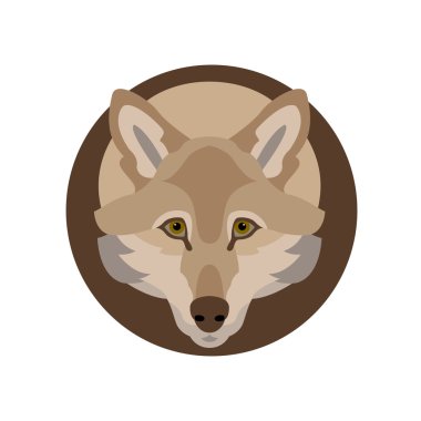 Şekil Stili düz kurt kafası vektör 