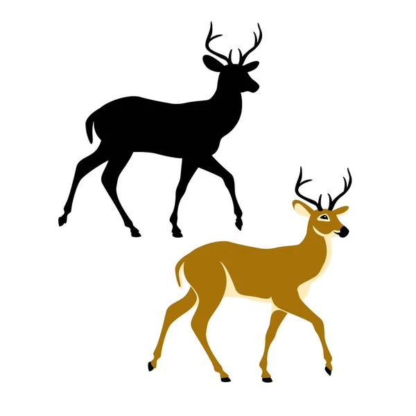鹿ベクトル図の黒いシルエット — ストックベクタ