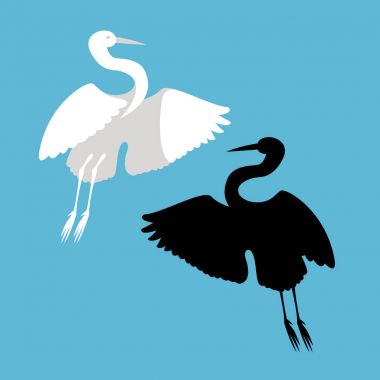 Vinç kuş düz stil vektör çizim 