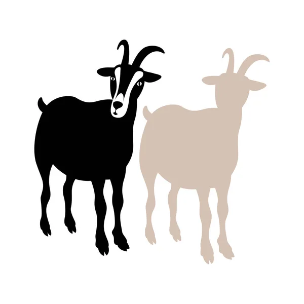 Vetor de cabra ilustração estilo silhueta plana — Vetor de Stock