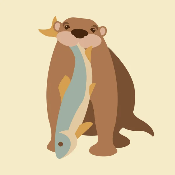 Otter fish vector illustration style Flat — Stock Vector