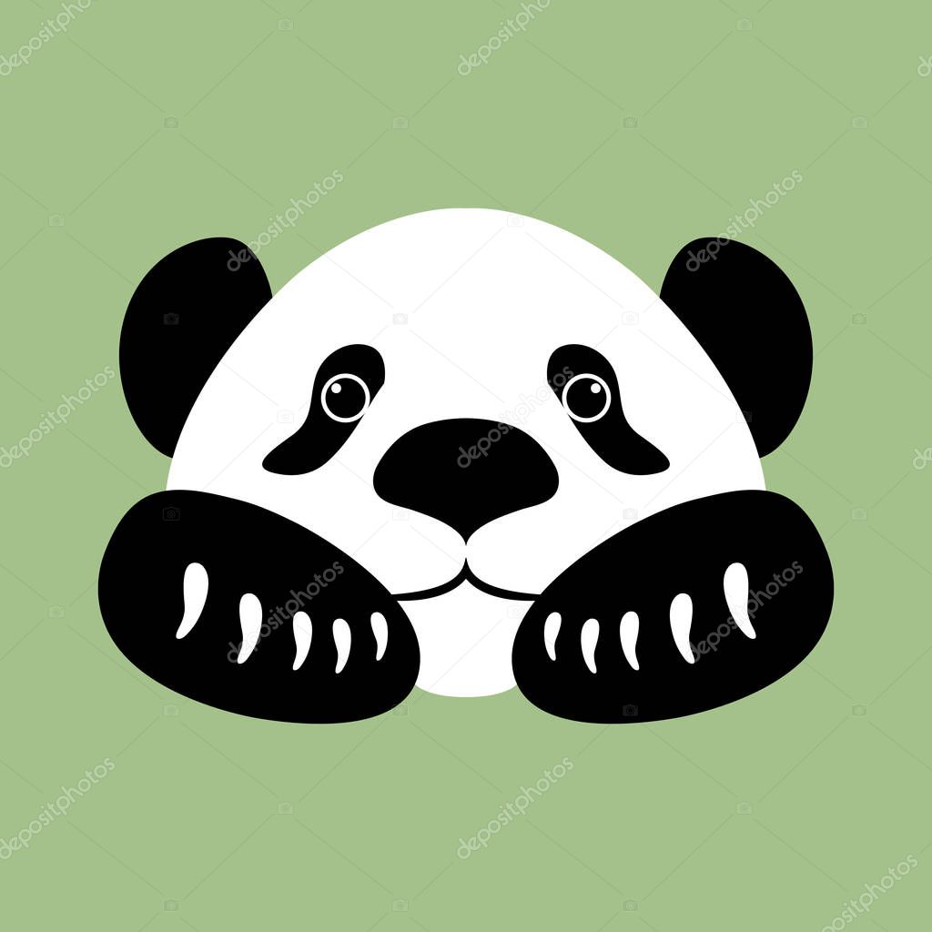 Panda head face vector illustration style Flat