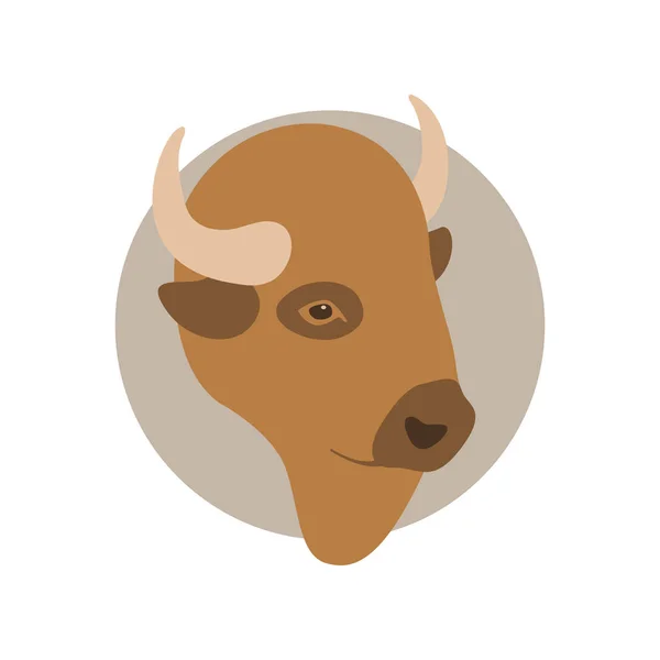 Cabeza de búfalo vector ilustración Estilo plano — Vector de stock
