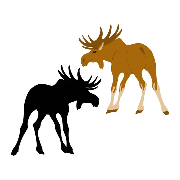 Moose  vector illustration style Flat silhouette — Stock Vector