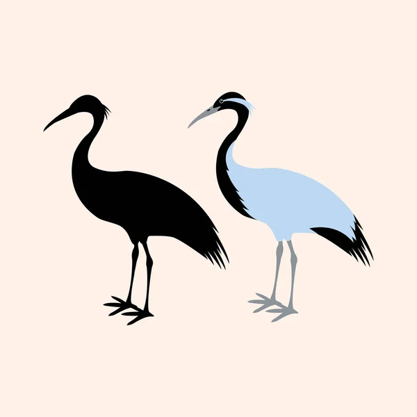 Γερανός στυλ εικονογράφηση διάνυσμα πουλί επίπεδης — Διανυσματικό Αρχείο