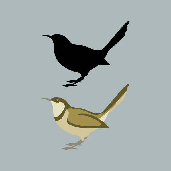 Ωδικό πτηνό εικονογράφηση διάνυσμα στυλ επίπεδη σιλουέτα — Διανυσματικό Αρχείο