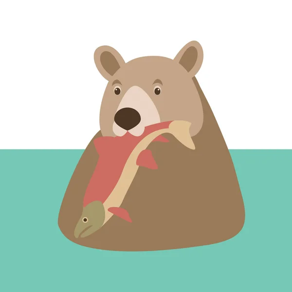 Niedźwiedź z ryb wektor ilustracja styl płaskim — Wektor stockowy