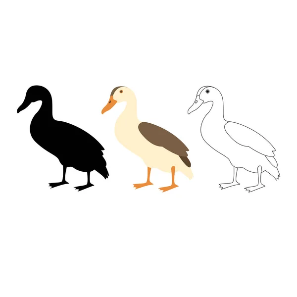 Duck vector illustration style Flat black — Stock Vector